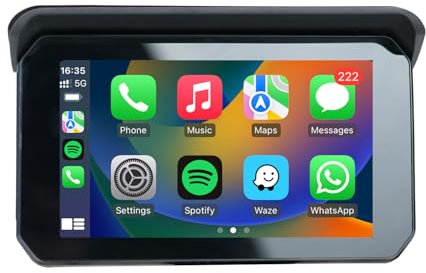 Gugxiom Motorrad-GPS mit 7-Zoll-Display, IPX7 wasserdichte GPS-Navigation für Auto, LKW, Wohnmobil, mit Bluetooth, Kompatibel mit CarPlay, Airplay und Android Auto