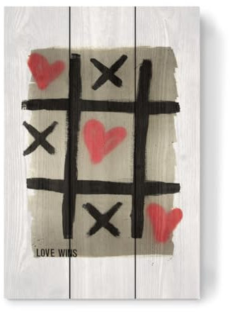 artboxONE Holzbild 45x30 cm Liebe Tic-Tac-Love von Künstler Saskia Graumann