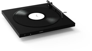 Tone Factory Turntable, Minimalistischer Design Plattenspieler mit Bluetooth und eingebauter Phonovorstufe, Made in Europe (Schwarz)