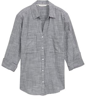 TOM TAILOR Damen 1035247 Bluse mit Brusttaschen aus Baumwolle, 37495-midnight Navy Blue, 42