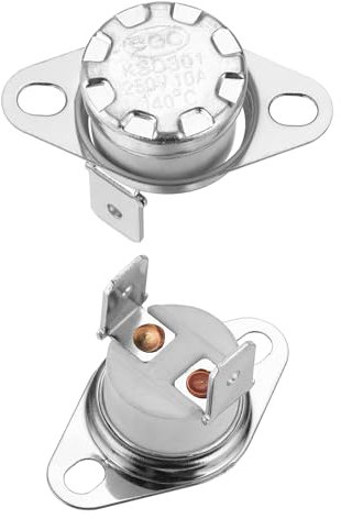 sourcing map KSD301 Thermostat 140°C/284°F 10A Normally Closed N.C Adjust Snap Disc Temperature Switch for Microwaves,Oven,Coffee Maker 2 Pcs,Ceramic Material