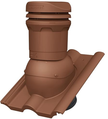 Parotec Entlüftungskamin DN 125 mm – niedrige 325 mm – passiv Dachlüfter für BRAAS FRANKFURTER BENDERS MECKLENBURGER Dachziegel – Dachentlüftung | Lüftungsziegel – RAL 8004 Ziegelrot