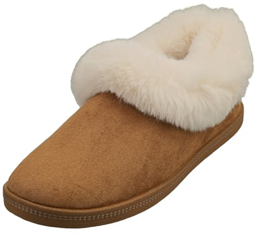 Skechers Women's Cozy Campfire Winter Nights Slippers, Chestnut Microfiber/Faux Fur, 5.5 UK