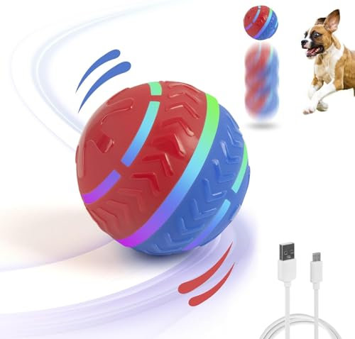 Pet Prime Interaktives Hundespielzeug, Interaktiver Spielball für Hunde mit USB Wiederaufladbar, Strapazierfähiger Magic Ball Hund mit LED-Leuchten, für kleine mittlere große Hunde