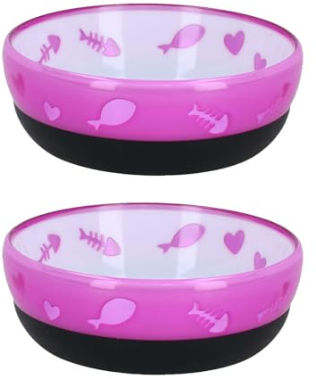 2PK Small purple anti-slip purrfectly cat pet dish bowl gift Size:11cm/250ml capacity