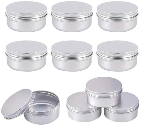 10 PCS 50ml Aluminum Tin Jars,Balm Containers Travel Jars Containers Cosmetics Containers Pots Empty Cosmetic Containers with Screw Cap Lid for DIY Crafts Cosmetics Salve Cream Candle Lip Balm Travel