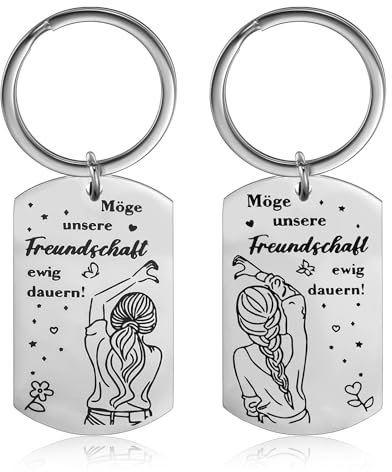 Tyqour 2 Stück Beste Freundin Schlüsselanhänger Geschenke, Edelstahl Freundschaft Schlüsselanhänger Geschenk Beste Freundin Geburtstag Abschiedsgeschenk Freundschaftsgeschenke für Frauen Mädchen