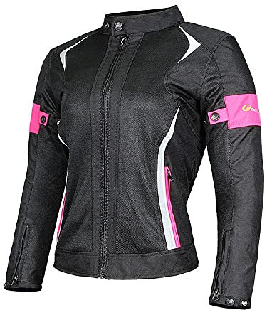 Chaqueta de motocicleta chaqueta de equipo de protección para motocicletas todoterreno femeninas, con revestimiento impermeable blindado que refleja la luz (FR/ES, Letras, XL, Regular, Regular, Rosa)