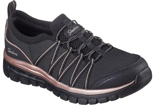 Skechers Women's Graceful Purecrush Sneaker, Black/Rose Gold Knit, 6.5 UK