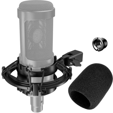 Custom Built Shock Mount with Pop Filter for AT2020 Microphones, Reduces Vibration Noise and Shockmount Improve Recording Quality for Audio Technica AT2020 AT2020USB+ AT2035 AT4040 Condenser Mic