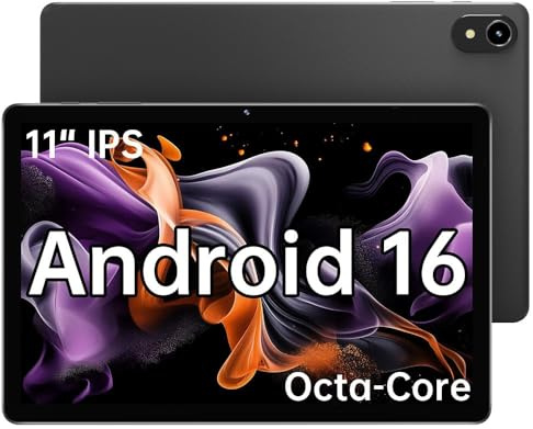 ApoloMedia Tablet da 11 pollici, Android 16 2026 con processore Octa-core, 8 GB di RAM + 128 GB di ROM (espansione 1 TB), batteria da 7000 mAh, tablet HD IPS grande, WiFi 6 e BT5.0