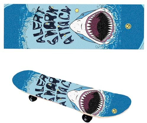 Floatdream Skateboard Griptape, Skateboard Sandpapier, Premium Antirutschbelag, Hohe Rutschfestigkeit für Longboards, Stunt-Skateboards（Hai-Stil）