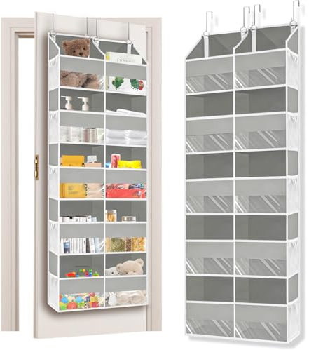 YTACREA 1 Stück Hängeorganizer Tür, 5 Etagen Tür Organizer Hängend mit 10 Mesh-Taschen, Hängeaufbewahrung Große Kapazität, Türregal Stoff für Bad, Schlafzimmer, Küche, Wohnheim,Camper, Grau