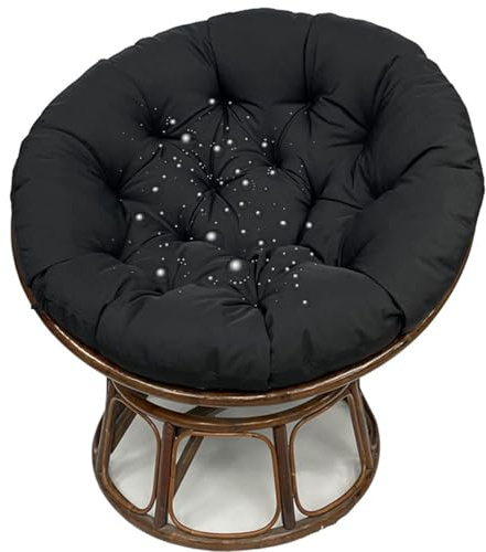 JORTUIO Wasserdicht Sitzkissen Rundes Papasansessel Kissen Hängesessel Bodenkissen Kissen für Schwenksessel, Korbsessel Outdoor/Indoor Gartenmöbel Sitzauflage Auflage(Schwarz,50x50cm)