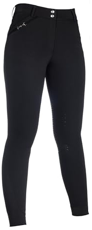 HKM Women's Essentials Silicone Knee Patch Riding Breeches, Black, 28
