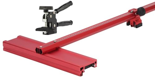 Manual Tile Cutter with Tungsten Carbide Scoring Wheel, Precision Straight Cuts, Adjustable T-Bar Guide for Porcelain & Ceramic Tile, DIY Home Renovation Tool for Floor & Wall Tiles(Small-T-Red)