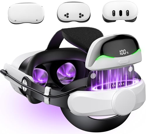 10000mAh Magnetische Akku Headstrap für Meta Quest 3/3S/2, 45°-Einstellung Weicher Schwamm VR Headstrap, Stress im Gesicht Reduzieren Unterstützung Komfort
