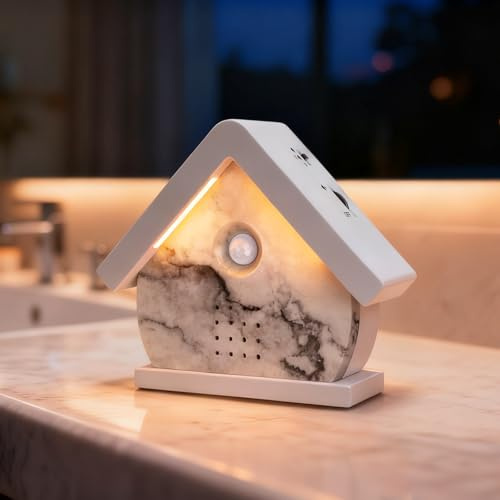 Vogelgezwitscher Bewegungsmelder Box, Vogelgezwitscher Vogelzwitschern, Naturgeräusche Box mit Leuchten, Timer, 12 Lieder, Weißes Rauschen Vogelzwitschern für Toilette Spa und Entspannung, 0-90dB