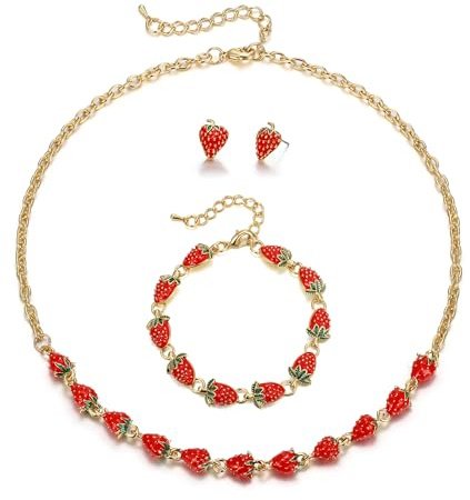EVER FAITH Obst Anhänger Halskette Hypoallergen Zierliche Sommer Choker Kette Geschenke für Mädchen Damen
