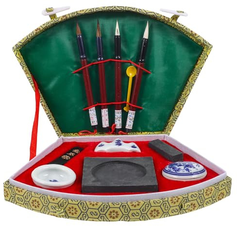 PRETYZOOM Chinesisches Kalligraphie Set Schreibpinsel Set mit Tuschestein und Tuschestab für Anfänger und Kalligraphie Kunst Malerei und Chinesische Malerei