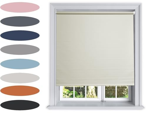 Lister Cartwright Roller Blinds Blackout Thermal(Beige) – UV Protection, Insulated Trimmable Window Blind, Easy Fit, Child Safe for Home Bed Room,Living Room & Office(250W x160H cm)