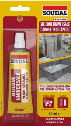 Marlin Blue 1 pz Silicone Acetico Universale, Trasparente, 60 ml, per Vetro, Ceramica, Alluminio e Legno
