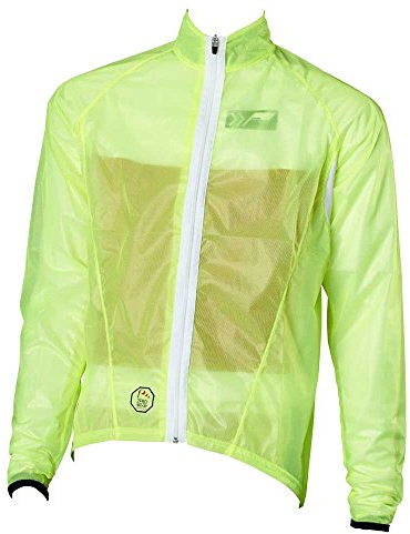 PROLOG Herren Fahrrad Regenjacke Extrem Dünn, Wasserdicht, Atmungsaktiv - Transparent Neon Gelb Größe XL