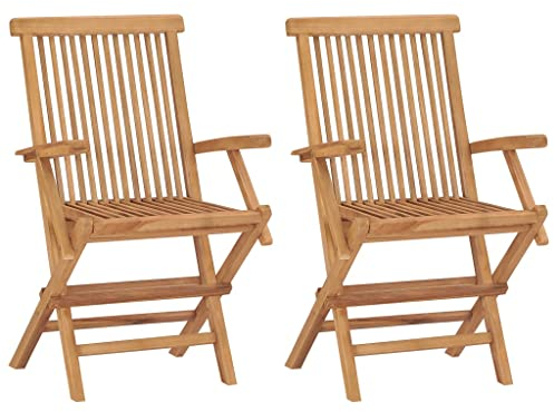 vidaXL 2X Teak Massiv Gartenstuhl Stühle Klappstuhl Holzstuhl Gartenmöbel