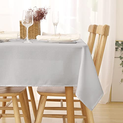 Deconovo Leinenoptik Tischdecke WasserabWeißend Tischwäsche Lotuseffekt, 140x240 cm, Hellgrau