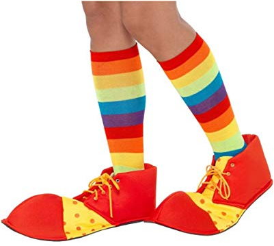 Horror-Shop Rot-gelbe Clown Schuh Überzieher für Spaßmacher Kostüme