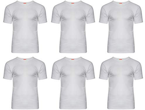 6 x Mens Thermal Long Johns Top Bottom Underwear Trousers T Shirt Set S M L XL (White T-Shirt, M)