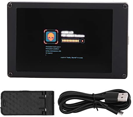 FOUF 3,5-Zoll-IPS-USB-Mini-Bildschirm, LCD-Bildschirmanzeige HDMI 1080P-Monitor IPS 60fps mit Schwarzem Acrylgehäuse, LCD-Anzeigemodul für USB AIDA64 und für Raspberry Pi