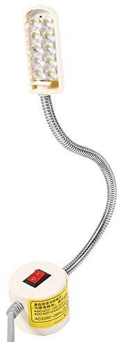 Nähmaschinenleuchte LED Arbeits Schwanenhalslampe mit magnetischer Montagebasis Flexibler Schalter AC 220-250V für Zuhause, Nähmaschine, Studio, Drehmaschinen, Bohrmaschinen, Werkbänke(10 Leds)