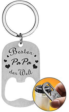 Flaschenöffner Schlüsselanhänger Vatertagsgeschenk für Papa, Lustige Geschenke für Männer Weihnachtsgescheke für Papa Gravur mit Bester Papa der Welt Geschenk zum Geburtstag Vatertag Weihnachten