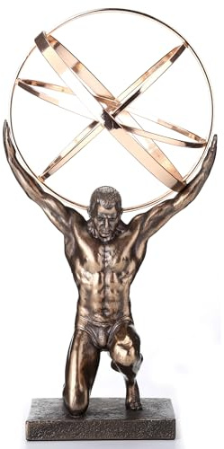 Unbekannt Atlas Altgriechischer Titan Gott, der die Himmelskugel trägt (Bronzestatue/Skulptur 20,5 cm / 8 Zoll)