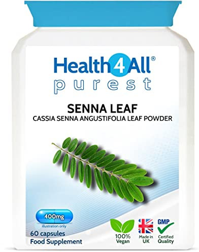 Health4All Senna Leaf 400mg 60 Capsules Pure Natural Herbal Overnight Relief, Stool Softener, Additive Free Regularity Supplement, Vegan Senna Leaf Capsules (not Tablets) | Made in UK