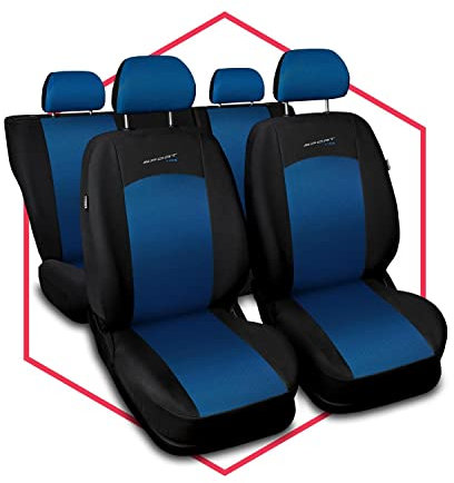 Saferide 3er Set Autositzbezüge PKW universal | Auto Sitzbezüge Polyester Blau für Airbag geeignet | für Vordersitze und Rückbank