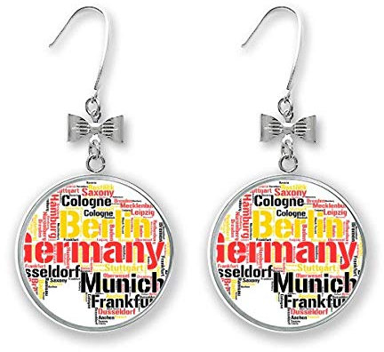 Deutschland-Stadt-Namenskarten-Illustration, Schleifen-Ohrringe, Tropfen-Ohrstecker, Ohrstecker, Haken