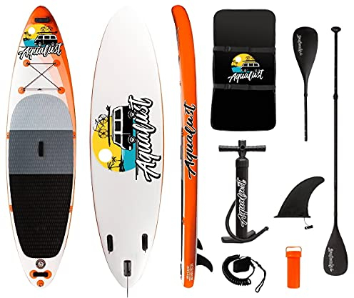 AQUALUST 10'6 SUP Board Stand Up Paddle Surf-Board aufblasbar Paddel Leash ISUP 320x81cm orange