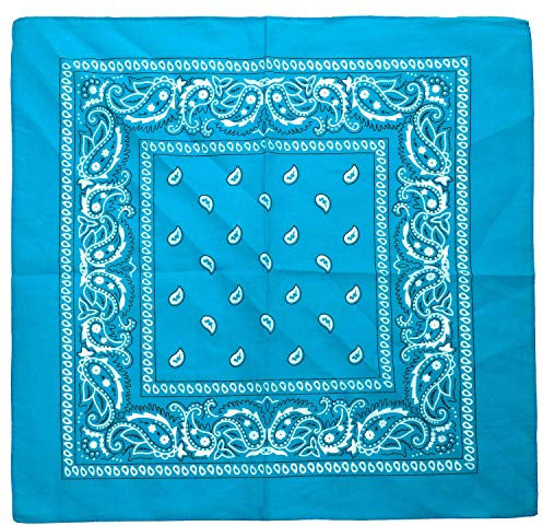 WedDecor Bandana Cotton Unisex Head Scarf Wide Headband Lightweight, Breathable Fashion Accessory for Riding, Hiking, Fishing, Cycling, Outdoor Activities (Turquoise Blue)