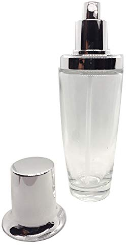 Botella de perfume de cristal vacía cónica con atomizador de niebla fina plateada (50 ml)