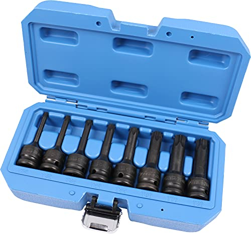 BRILLIANT TOOLS BT022600 Jeu de douilles porte embout à chocs 1/2, Torx, 8 pcs, T30 - T80 [Powered by KS TOOLS]