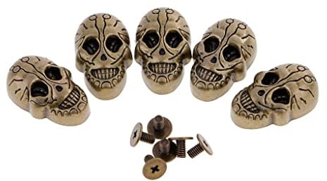 Harilla 21x15mm Gothic Punk Metal Skull Spikes Nieten Ledertasche DIY 5 Set, Bronze, 21x15mm