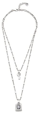 UNO de 50, Collar Aleación Metales, Plata de Ley, Charms Llave y Candado, Joya Artesanal, Diseño Creativo
