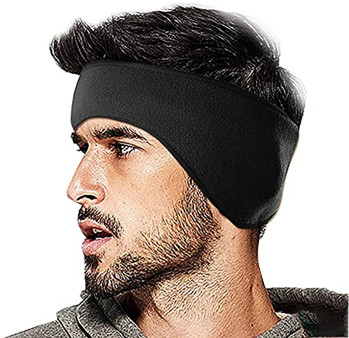 Bandeau de Sports d'hiver, Headbands Élastique Bandeau Anti-Transpiration pour Homme et Femme Cache-Oreilles Élastiques en Laine Polaire Chaude pour Yoga, Tennis, Cyclisme, Courir (black1)