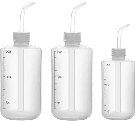 JESSTOLO Waschen Flasche Kunststoff, 3 Stück Spritzflasche Laborflasche Waschflasche 500 ml und 250ml, Pflanzen Wasser Blume des Frischen Flasche Transpartent Spritzflasche Waschen