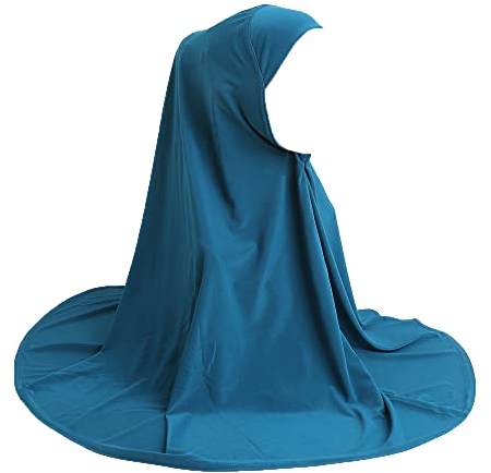 JDYaoYing Muslimische islamische Hijabs Kopftuch für Damen, langer Turban-Kappe, einfarbig, Hijab, blau, Einheitsgröße