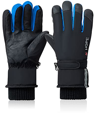 Andiker Guantes de esquí para hombre, forro polar cálido, guantes térmicos de invierno, pantalla táctil, impermeables, para esquí, senderismo, motocicleta, escalada