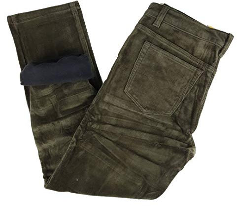 N+1 Pantalone Uomo Velluto Jeans Termico Imbottito Pile Invernale Vita Alta Foderato Elasticizzato 46 48 50 52 54 56 58 60 (Verde, 46)