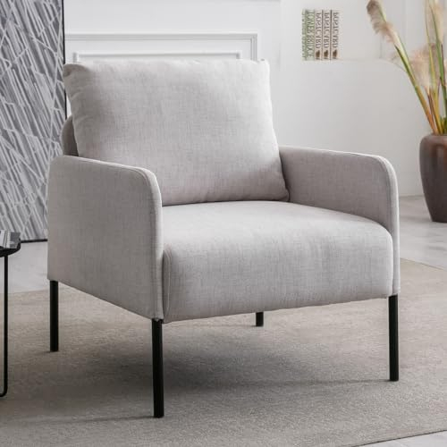 chairus Loungesessel Leinen Sofagarnituren für Wohnzimmer Einzelsofa Kleines Apartment Modern Polstersessel für Schlafzimmer (Beige)